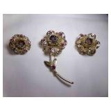 Vintage Sarah Coventry "Fashion Flower" Brooch &