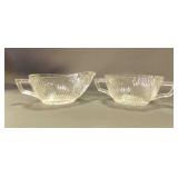 Vintage Hazel-Atlas Clear Glass Creamer and Open