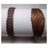2 Vintage Copper Cuff Bracelets