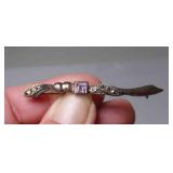 Sterling Silver Brooch Amethyst Gemstone Marcasite