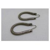 Mesh look hoop earrings sterling silver no marks