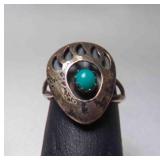 Vintage Navajo Sterling Silver Turquoise Bear Paw