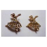 2 Ballerina Birthstone Brooches - January & April