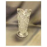 Vintage Clear Pressed Glass Vase - Intricate