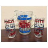 PEPSI COLA WATER PITCHER AND GLASSES