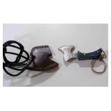 Damascus steel miniature axe knife w/sheath