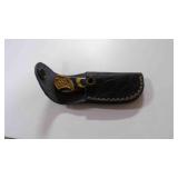 Damascus steel folding pocket knife with sheath