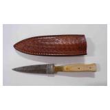 Damascus steel dagger knife with sheath