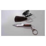 Miniature Damascus fixed-blade knife w/keychain