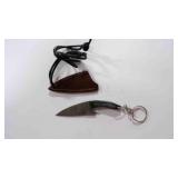 Damascus steel miniature fixed-blade w/sheath