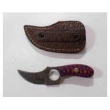 Damascus steel skinner knife with sheath