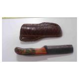 Damascus fixed-blade knife with sheath