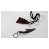 Miniature Damascus fixed-blade knife w/sheath