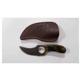 Damascus steel skinner knife with sheath