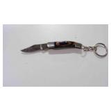 Damascus steel miniature pocket knife w/keychain