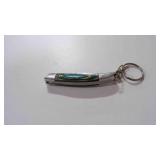 Damascus steel miniature pocket knife w/keychain