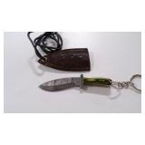 Damascus steel miniature kukri blade with sheath