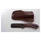 Damascus steel bull cutter knife with sheath