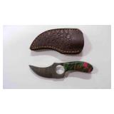 Damascus steel skinner knife with sheath