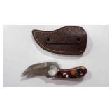 Damascus steel skinner knife with sheath