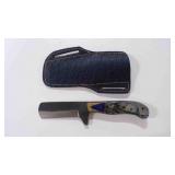 Damascus steel bull cutter knife with sheath