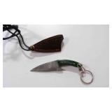 Damascus steel mini fixed-blade knife w/sheath