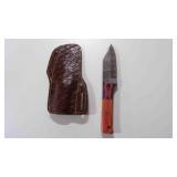 Damascus steel modified knife w/sheath