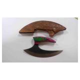 Damascus steel ulu-knife with sheath