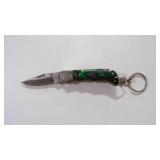 Damascus steel miniature pocket knife w/keychain