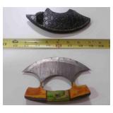 Damascus steel Ulu pizza cutter knife with sheath