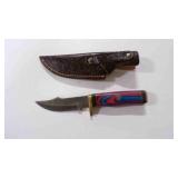Damascus steel hunting knife with sheath