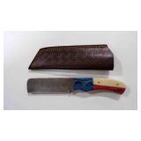 Damascus steel bull cutter knife with sheath