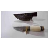 Damascus fixed-blade knife w, sheath