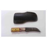 Damascus fixed blade knife with sheath