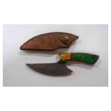 Damascus steel ulu-knife with sheath