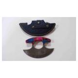 Damascus steel ulu knife with sheath