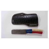 Damascus steel bull cutter knife with sheath