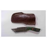 Damascus steel tanto bladed knife with sheath