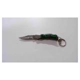 Damascus steel miniature pocket knife w/keychain