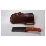 Damascus bull cutter knife w/sheath