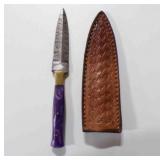 Damascus steel dagger knife w/sheath