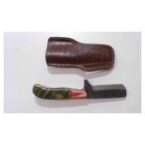 Damascus steel bull cutter knife w/sheath