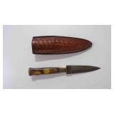 Damascus steel dagger knife with sheath