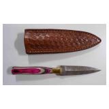 Damascus skinner knife w/sheath