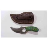 Damascus steel skinner knife with sheath