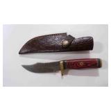 Damascus steel skinner knife with sheath