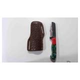 Damascus fixed-blade knife w/sheath