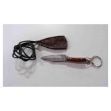 Damascus steel mini fixed-blade knife w/sheath