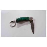 Damascus steel miniature pocket knife w/keychain