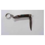 Damascus steel miniature pocket knife w/keychain